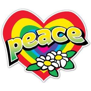  Peace Heart Rainbow Flag Car Bumper Sticker Decal 4x3.5 