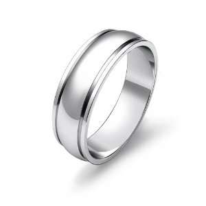  9.1g Mens Dome Step Down Wedding Band 6mm Platinum Ring 