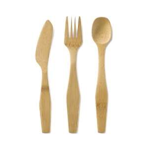  Bambu Bamboo Knife, Fork, and Spoon set, 7 1/4 length 