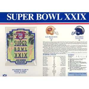  Super Bowl XXIX Patch and Game Details Card Sports 
