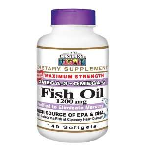  21st Century Fish Oil 1200 Mg Softgels, 140 Count Health 