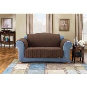  Sure Fit Chocolate Quilted Suede Sofa Protector