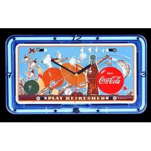  Coca Cola Coke Sports Neon License Plate Clock, Bar Sign 