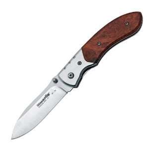 Fox Black Pocket Knife 7.48inch Overall Length Red Burlwood Handle 