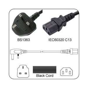 PowerFig PFBS1363D1.0C1398 Power Cord UK BS1363 Male Plug to IEC60320 