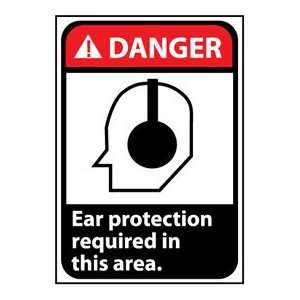 Danger Sign 10x7 Vinyl   Ear Protection Required  