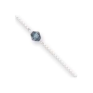   Polished Teal Crystals Anklet   10 Inch   Spring Ring   JewelryWeb