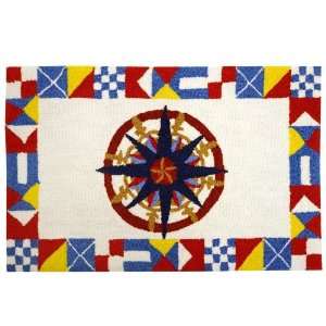  Homefires Accents Nautical Compass Indoor Rug, 22 Inch by 