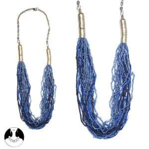   paris women necklace necklace 70 cm 20 rangs blue comb. glass Jewelry