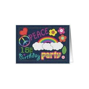  Birthday Party Invitations 15 Peace Sign Denim Card Toys 