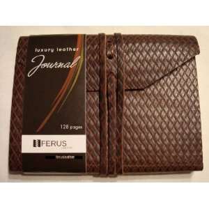   Luxury Leather Journal   WEAVE PRINT   FOREST BROWN