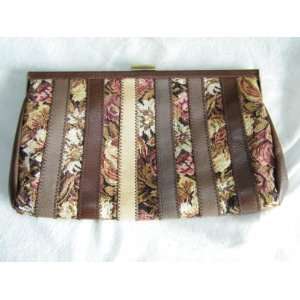   Vintage Brown Tapestry Tote 1980s MINT 3533 Clutch 