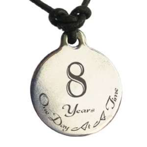  8 Year Sobriety Anniversary Medallion Leather Necklace 