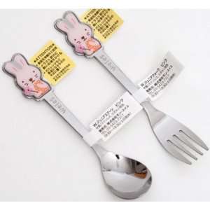   Toddler Stainless Spoon Fork Set (2 Piece) Weles From Japan   Pink