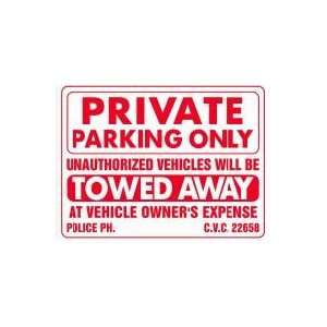  PRIVATE PARKING ONLY 18x24 Heavy Duty Plastic Sign 