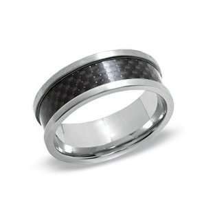   Steel Ring with Carbon Fiber Inlay   Size 10 PLATINUM MNS RGS Jewelry