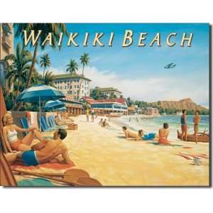  Hawaii Waikiki Beach Surf Surfing Retro Vintage Tin Sign 
