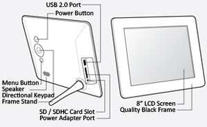  Aluratek ADMPF108F 8 inch Hi Res Digital Photo Frame With 