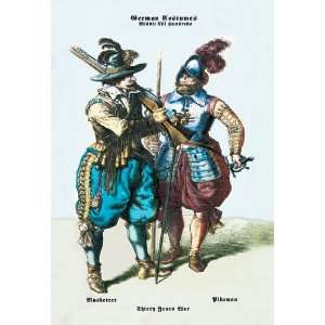  German Costumes Thirty Years War Musketeer 20x30 Canvas 