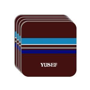 Personal Name Gift   YUSEF Set of 4 Mini Mousepad Coasters (blue 