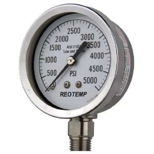 REOTEMP PR25S1A4P34 Heavy Duty Repairable Pressure Gauge, Dry Filled 