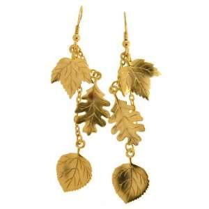  2.5 Three Leaf Earrings In Gold with Matte Finish Cora 