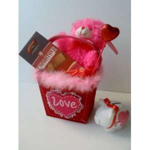 LOVE Doilly Fluffy Fabric Gift Bag with Cold Stone Creamery Filled 