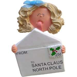  3322 Blonde Girl Letter to Santa Personalized Christmas 