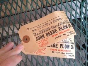   1940s Era John Deere Plow Co Seed Tags from Henderson Ky Hardware Sto