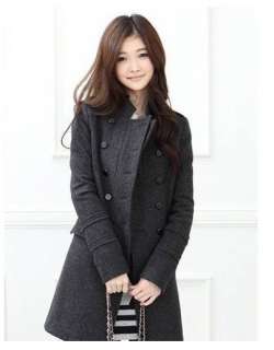   FASHION stand up Collar Double Breasted Thicker Warm Overcoat  
