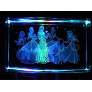  Disney Princess 3D Laser Etched Crystal 