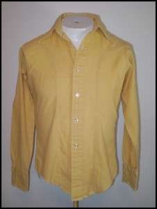 vtg 60s mens Tapered dress shirt Yellow sx XS  