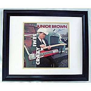  JUNIOR BROWN Autographed Framed SEMI CRAZY Signed LP Flat 