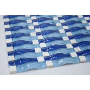  C6   Sky Blue 3D Wave Arch Glass Tile