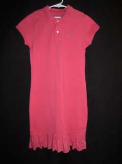 Ralph Lauren Pink Eyelet Polo Dress Girls Large 12 14  