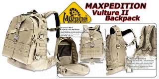 Maxpedition Vulture II 3 Day Backpack KHAKI 0514K *NEW*  