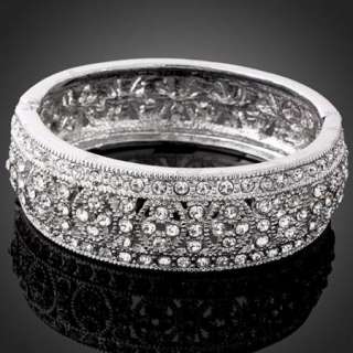 ARINNA white gold GP fashion hinge bangle Bracelet cuff  