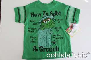 SESAME STREET How to Spot a Grouch Oscar the Grouch Green Baby Tee T 