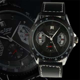 New Automatic Black Wrist Leather Mechanical Mens Watch  