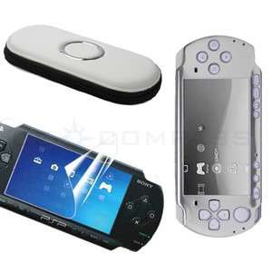 Siliver Case+White Bag+Screen Protector For PSP 3000  