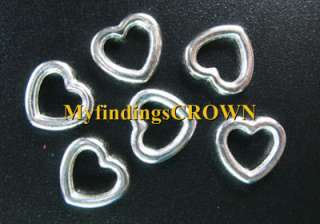 150 Pcs Tibetan Silver smooth open heart charms FC826  