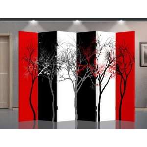 Double Sided Canvas Screen Room Divider   Abstract Trees  