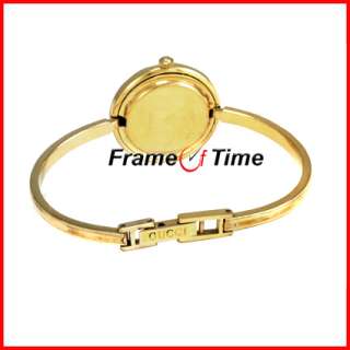   Ladies Gold Bangle Bracelet Bezel Silver/Gold/Black 1100 Watch  