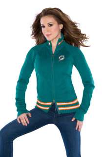 Miami Dolphins Womens Full Zip Sweater Mix Jacket   by Alyssa Milano 