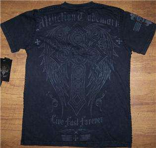 AFFLICTION ELEVATED TRUTH V NECK WHIP STITCH TEE SIZE L NWT  