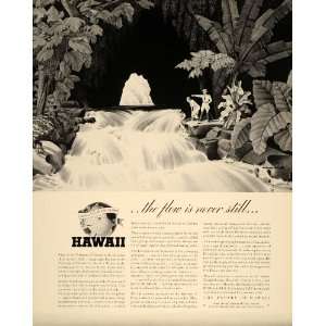 1939 Ad Hawaii Travel Vacation Cave Waterfall Pacific 