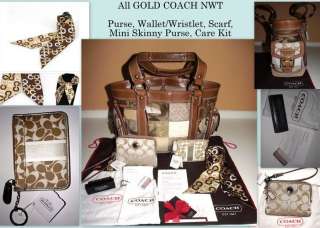 COACH Lot Khaki Signature Gold Patchwork Tote Bag 10002  