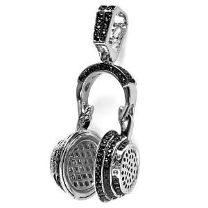   Cubic Zirconia Micro Pave Hip Hop Headphone Pendant (3 inch x 1 inch