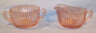 QUEEN MARY PINK DEPRESSION GLASS~OVAL SUGAR & CREAMER~  