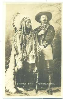 BUFFALO BILL and SITTING BULL c.1935 (from 1900 image) Real Photo 